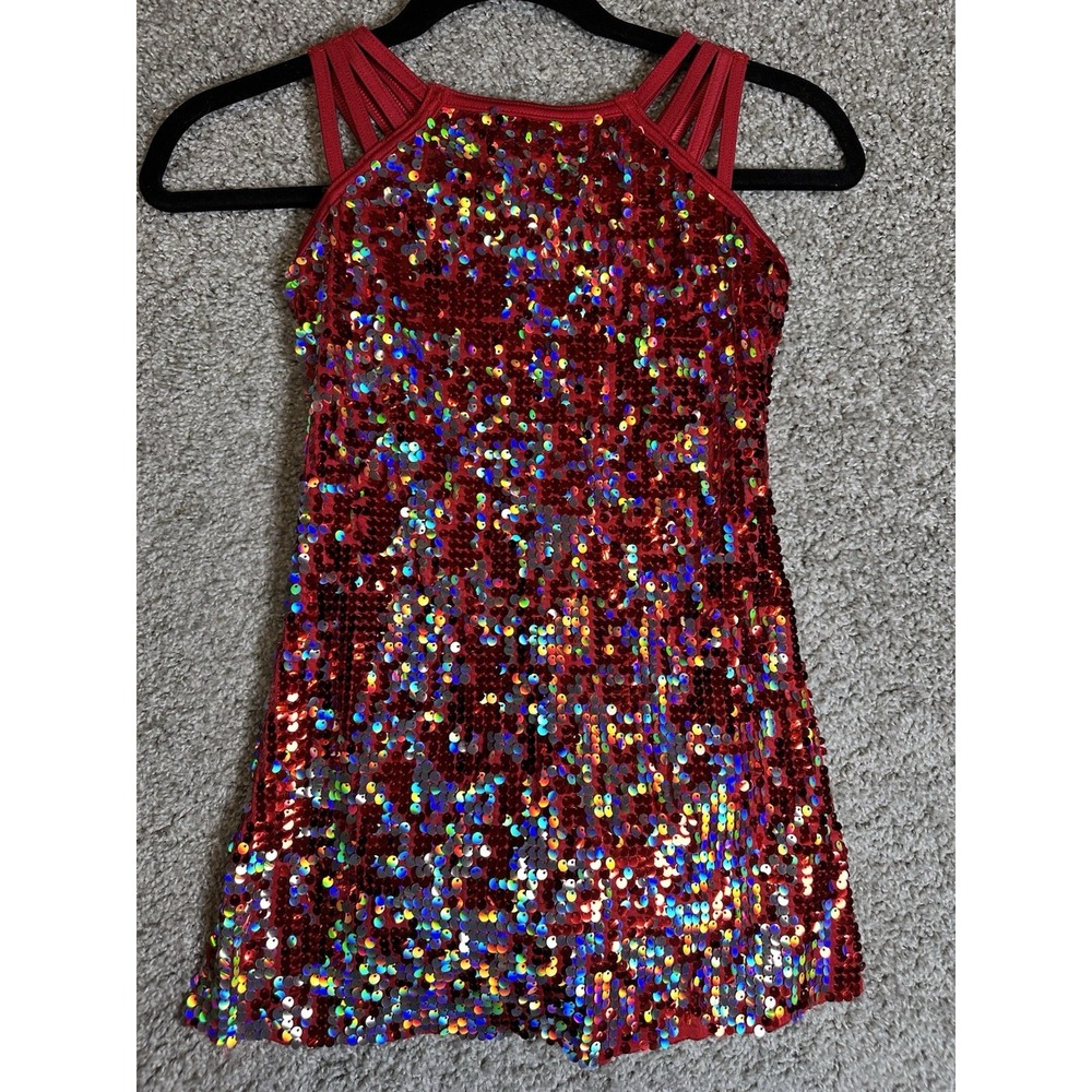 Weissman D12149 Intermediate Child 7/8 Red Sequin Dance Dress Costume IC